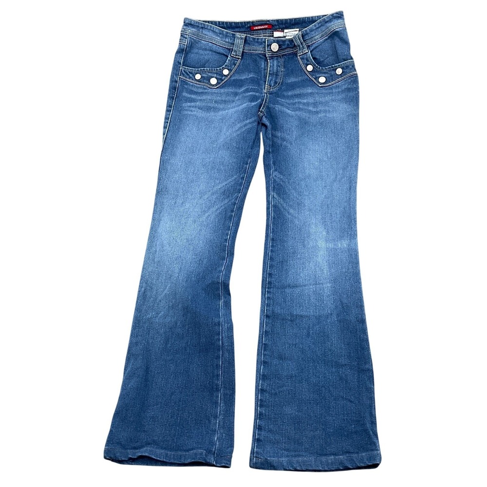 Union Bay Jeans Women 16 Blue Flare U Pocket Midrise Button 80s Retro VTG